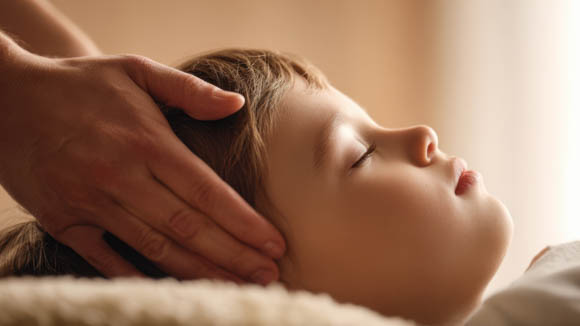 enfant massage tete calme